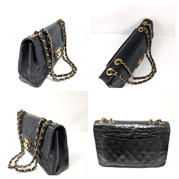 🎉HPx2🎉CHANEL Black Flap Bag Maxi Jumbo Classic - Picture 2 of 8